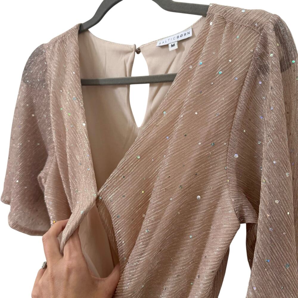 Baltic Born Grace Sparkle Gown in "Champagne" Pink Beige Sparkle Size Medium - Picture 6 of 10